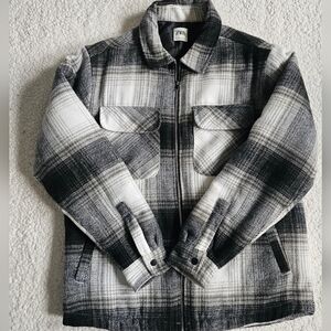 Zara Plaid Jacket, Mens Size L Black And White